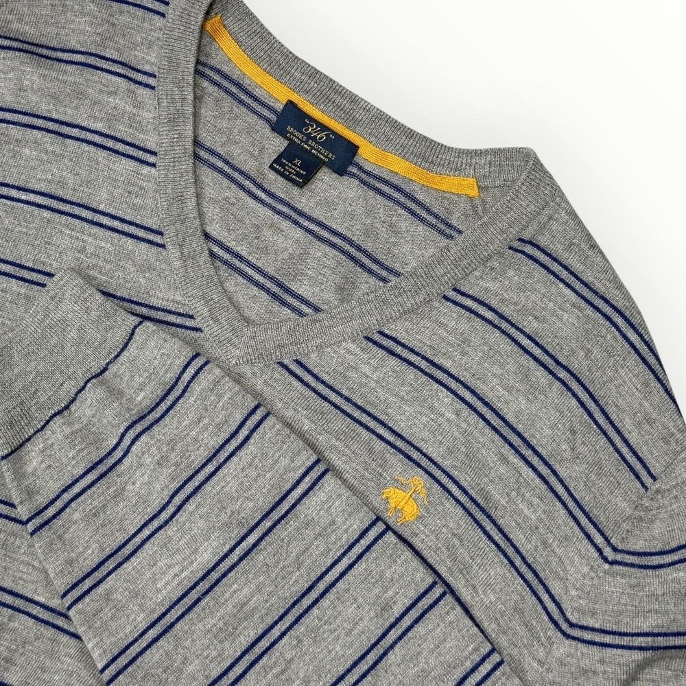 Brooks Brothers 346 Extra Fine Merino Wool Sweater Gray Quiet Luxury Mens sz XL‎